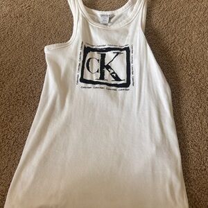 Calvin Klein White Tank Top with Black CK Logo